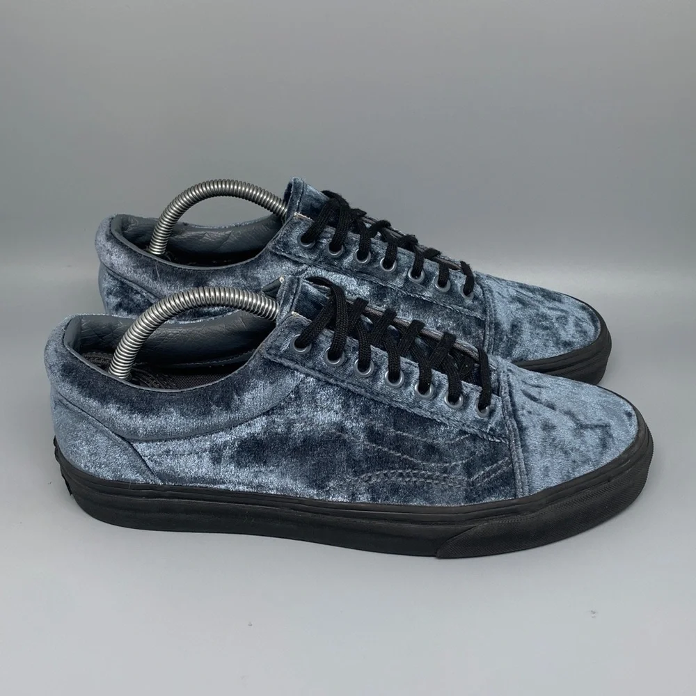 Vans Old Skool Crushed Velvet Navy Blue‎ Skate Shoes Men’s Sz 9.5 Women’s Sz 11